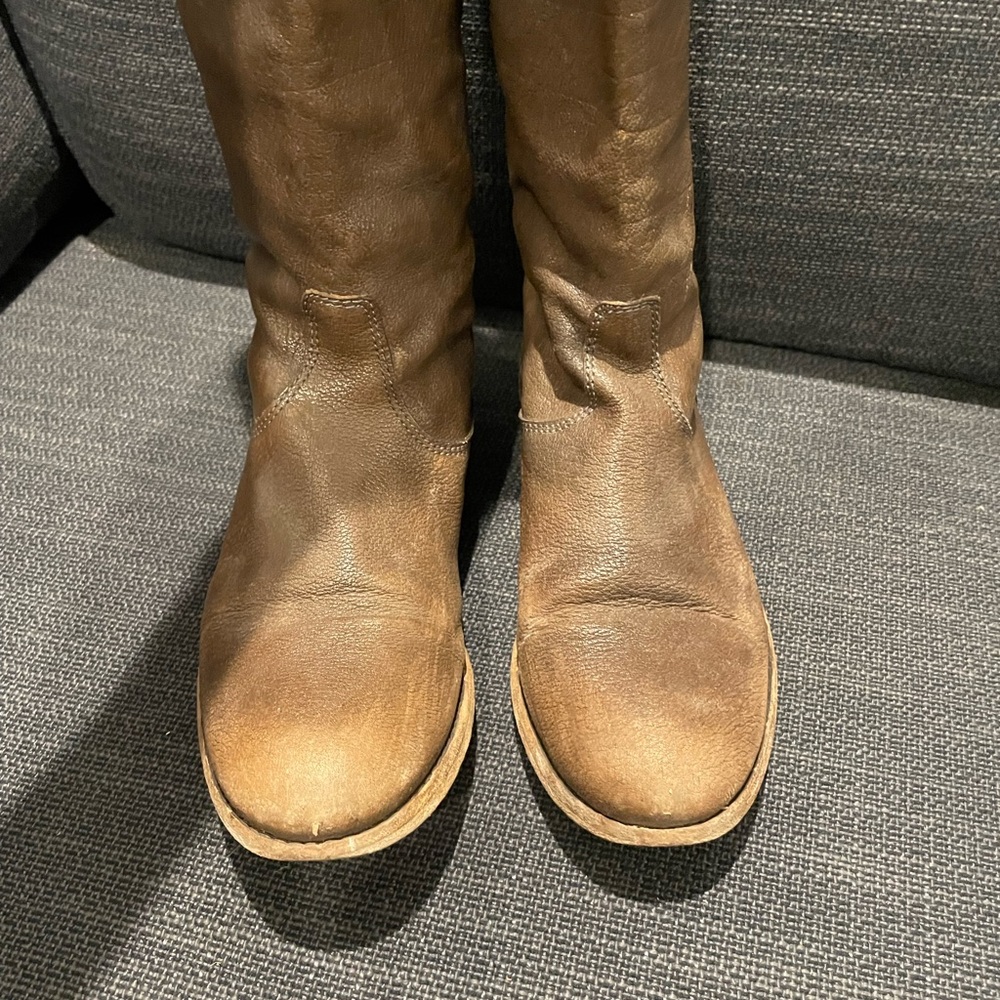 Frye Melissa Button Back Zip - Medium Brown/ Gray… - image 6